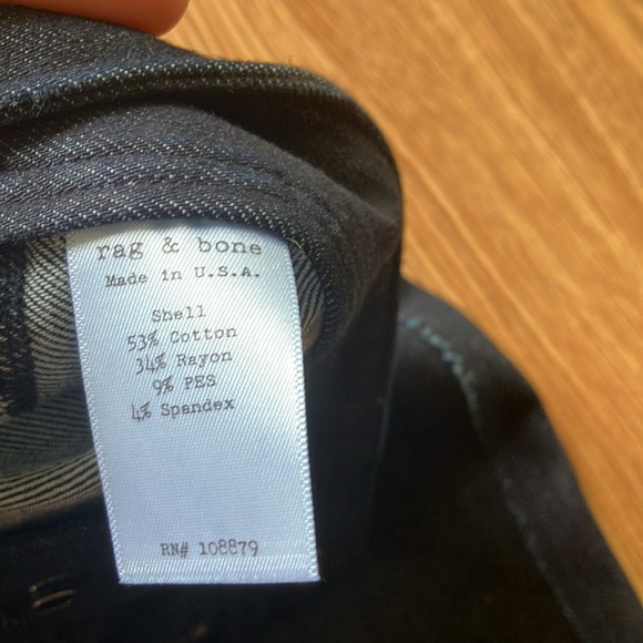 RAG & BONE Dark Wash Skinny Jeans Seamed Equestrian Raw Seam Stretch Denim 28 - Picture 7 of 7